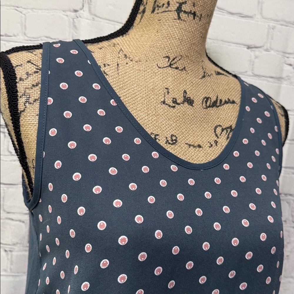 LOFT Printed Dot polyester front & solid rayon back Sleeveless Tank Top - Picture 6 of 9